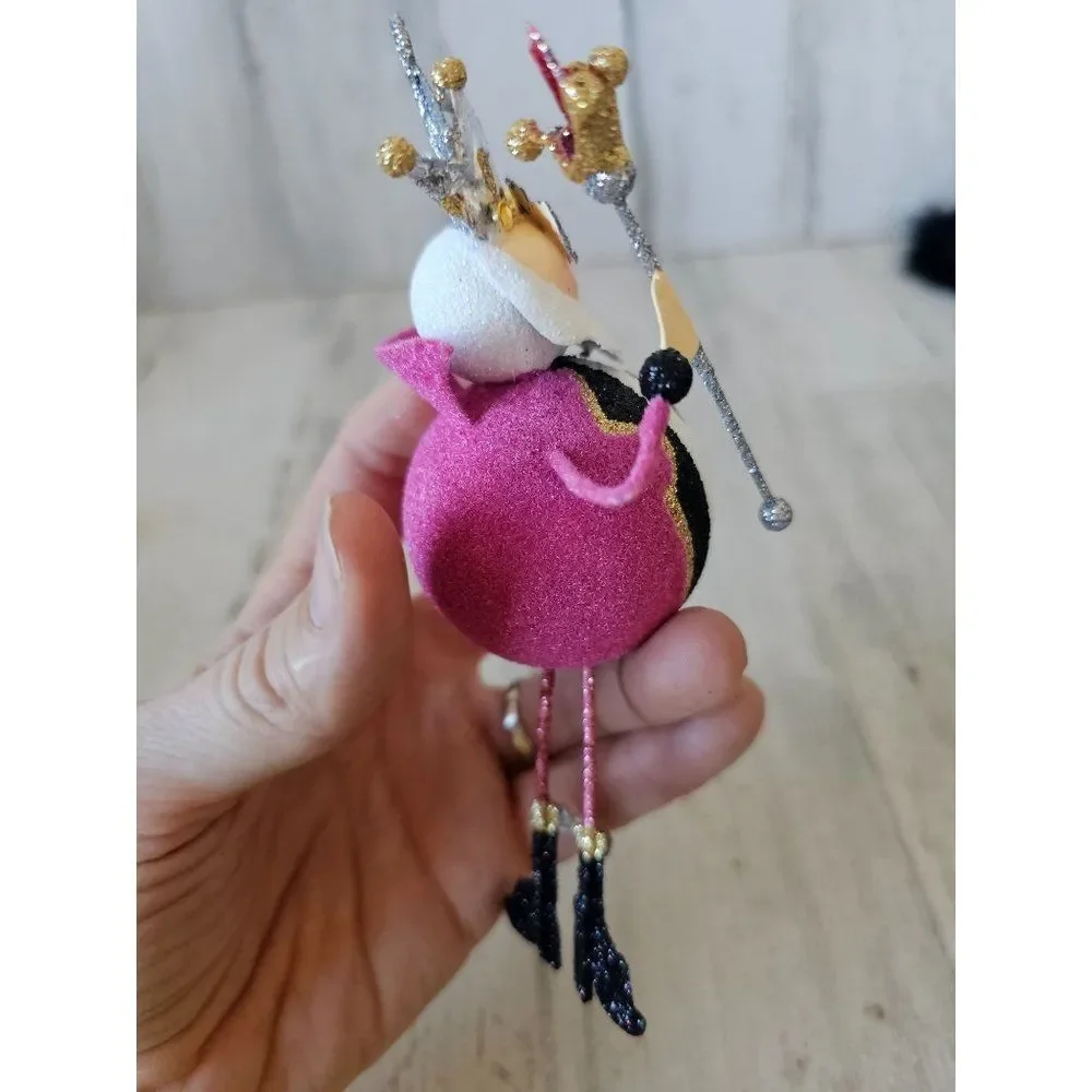 Pier 1 King glitter ornament‎ valentine jester unique vintage pink Xmas tree